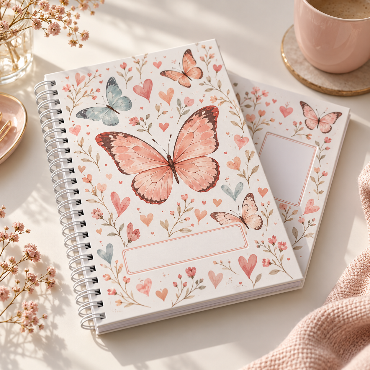 Personalized butterfly spiral journal